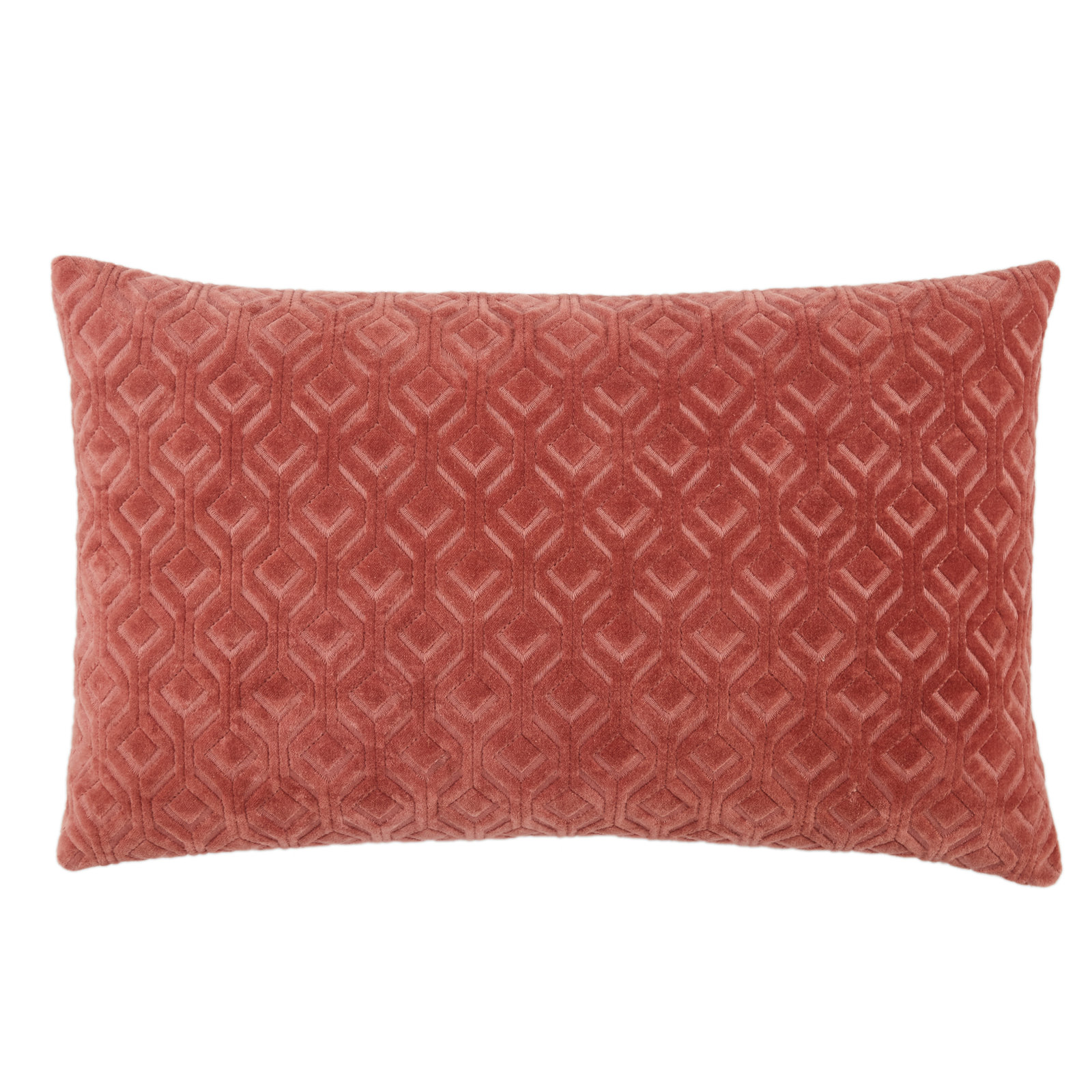 Ryans Embroidered Cotton Lumbar Throw Pillow, Polyester/Polyfill, Dark Pink
