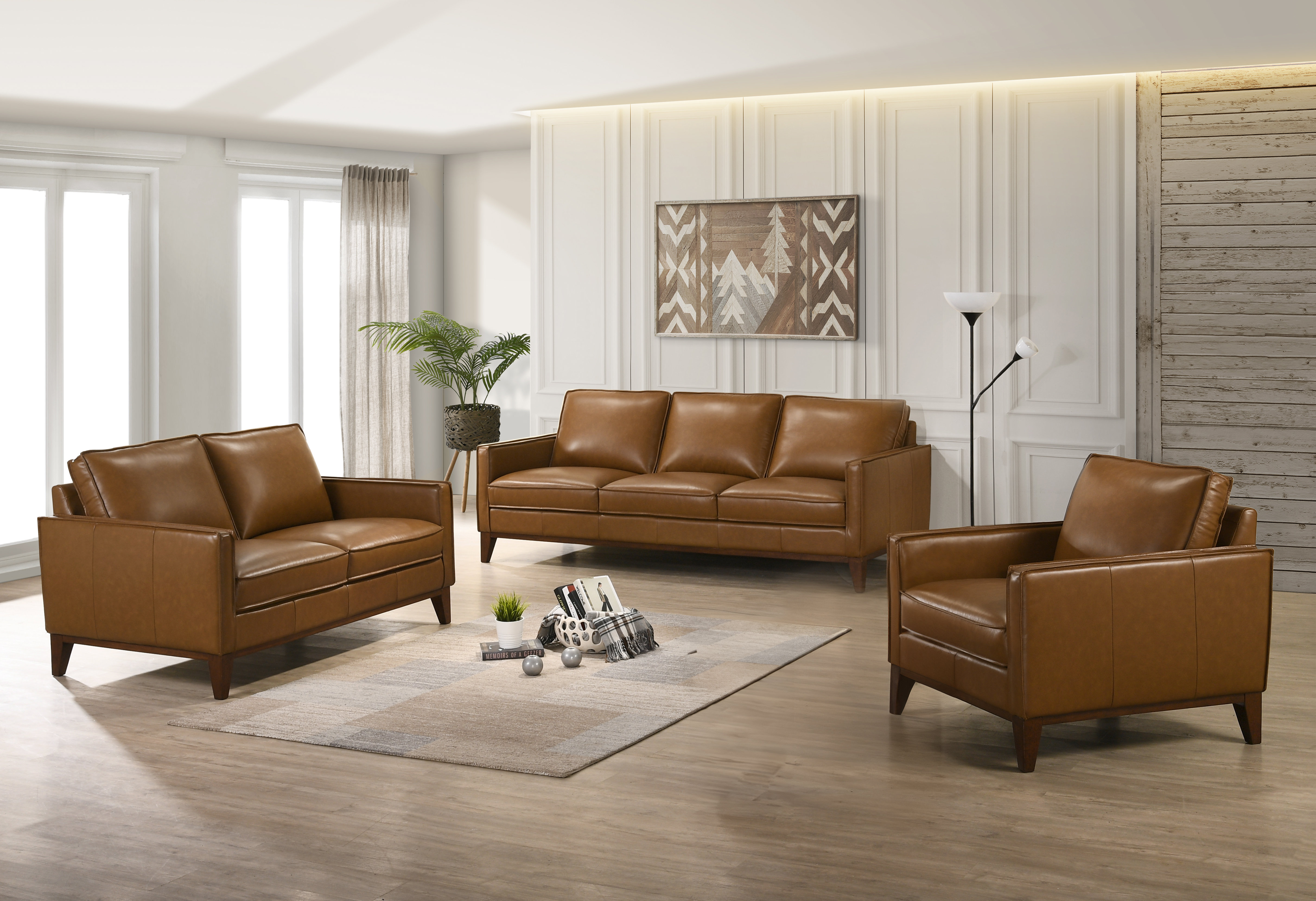 Salena 3 Piece Leather Living Room Set