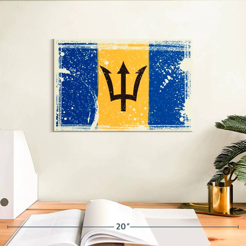 Borges Splattered Barbados Flag, 8" H x 12" W