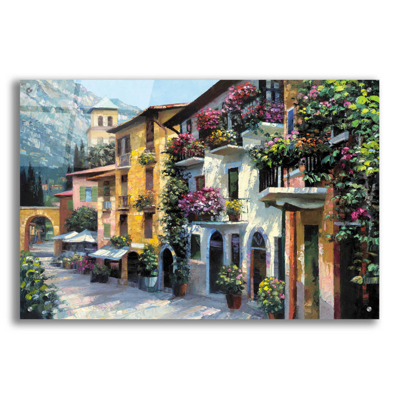 «Village Hideaway» par Howard Behrens - peinture sans cadre, H 24 po x l 36 po x P 0,2 po