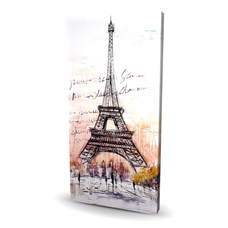 Croquis de la tour Eiffel, toile - orange, décor de maison