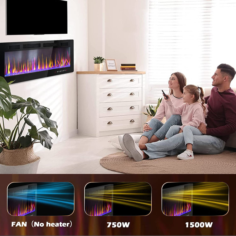 Arcuri Black Electric Wall Mounted with 5100 BTU, 18.11" H x 60" W x 3.2" D