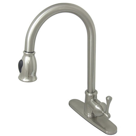 Vintage Pull Down Single Handle Kitchen Faucet, Brushed Nickel