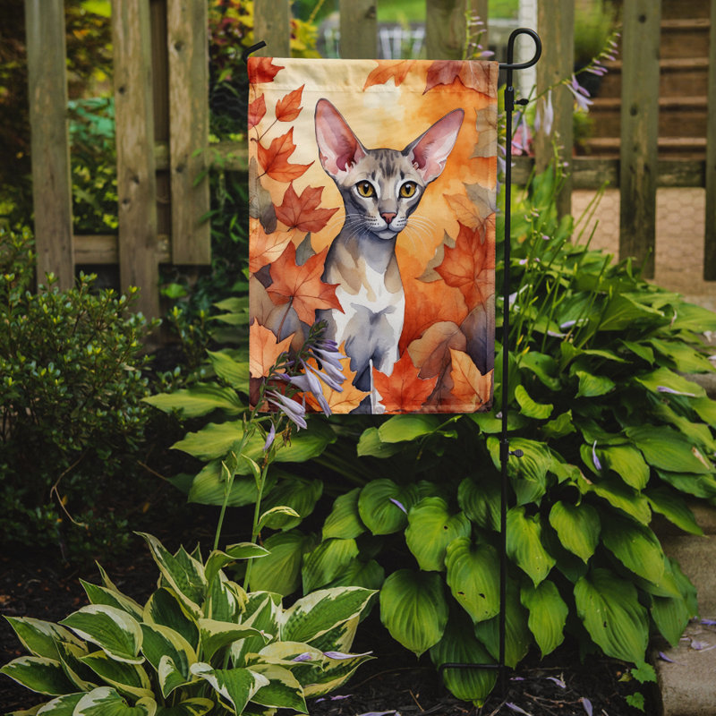 Chat en feuilles d'automne drapeau de jardin, Oriental Shorthair