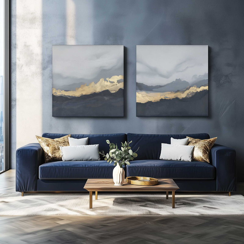Nimbus Drama Set of 2 Canvas Prints in a Frame,, 12" H x 24" W x 1.25" D, Wrapped Canvas