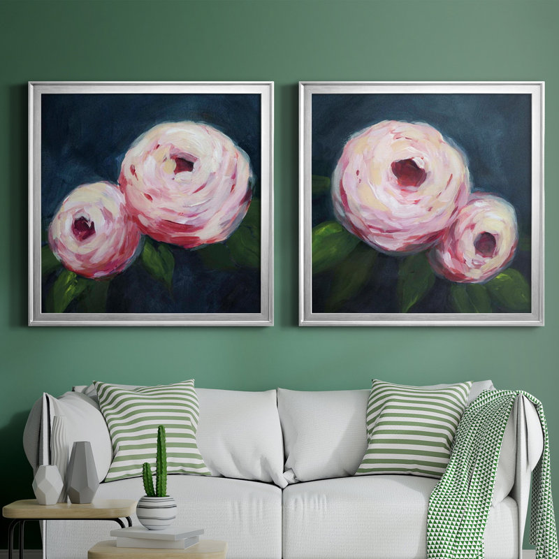 Ethereal Blooms I Ethereal Blooms I - Ensemble de 2 cadres photo, H 34,5 po x l 69 po x P 1,5 po, Toile encadrée argentée