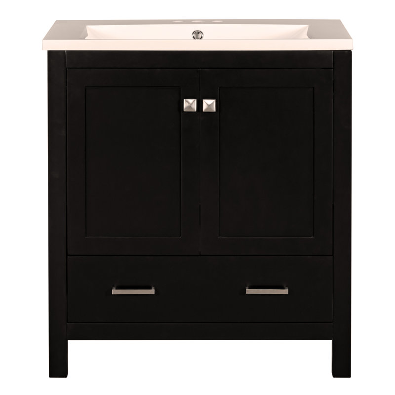 Meuble-lavabo de 30 po avec lavabo simple, meuble-lavabo sous comptoir, armoire de rangement avec 2 portes et tiroir