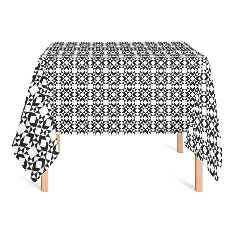 Geometric Square Tablecloth, Black