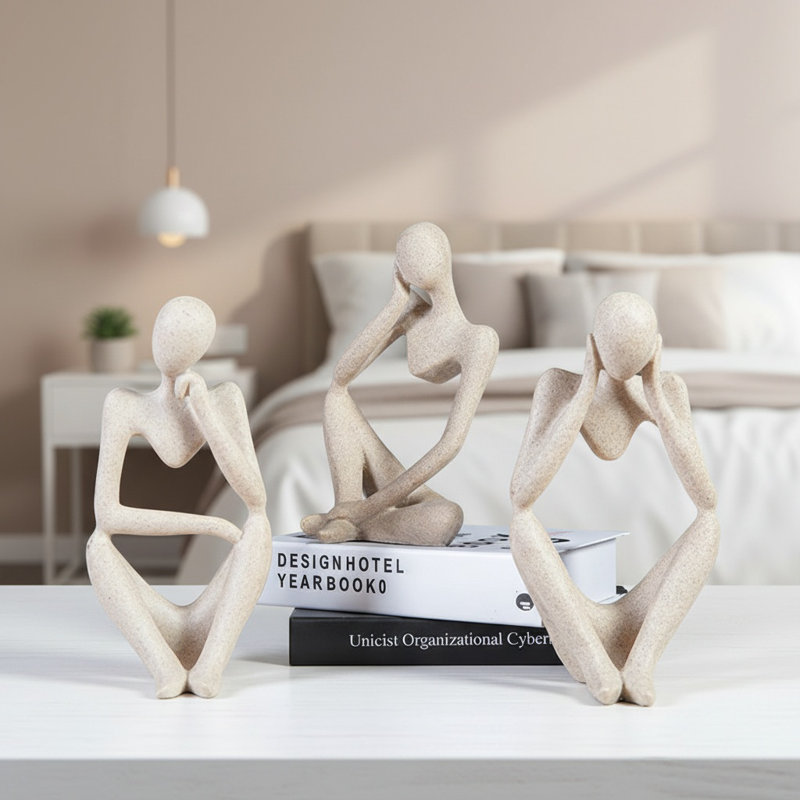 Ensemble de 3 statues de pensée créative nordique pour la décoration de bureau à la maison, H 4,92 po x l 2,16 po x P 1,8 po