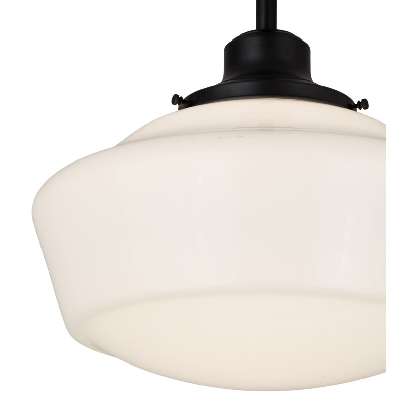 Luminaire suspendu 1 lumières scolaire single Moshier, H 22 po x l 16 po x p 16 po, Noir