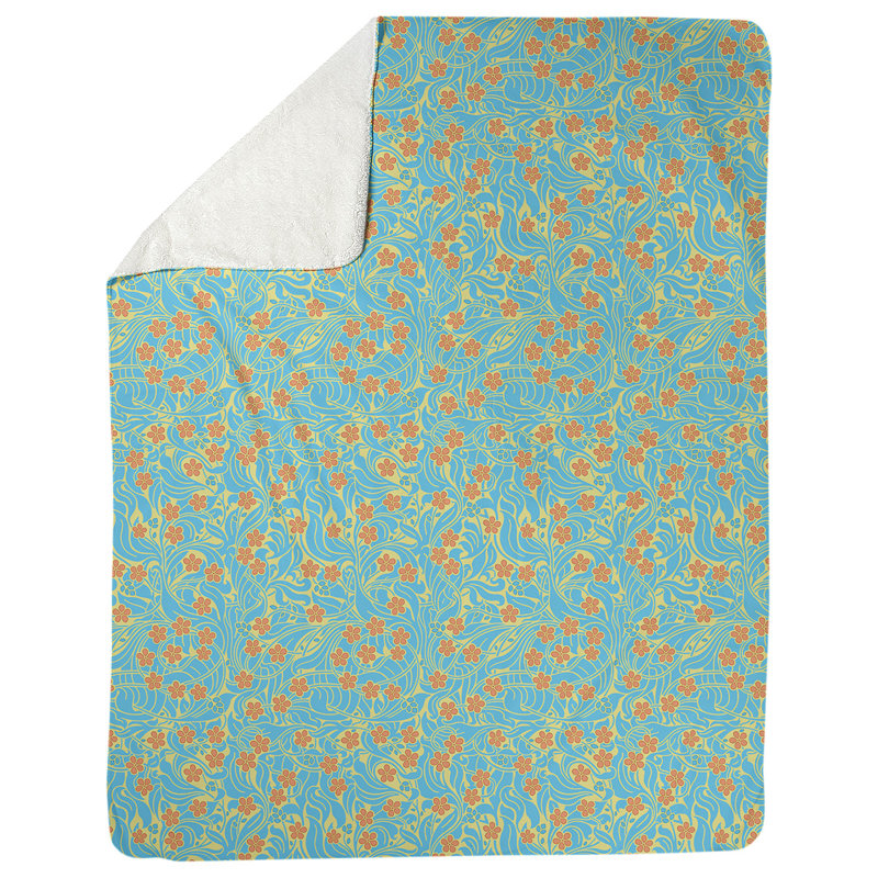 Couverture florale Katelyn Elizabeth Swirly, L 52,5 po x L 62,5 po, Jaune, bleu et orange