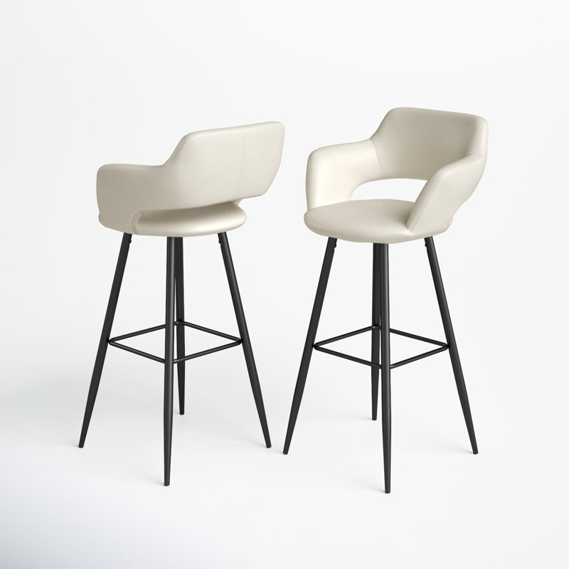 Lake Upholstered Counter Stool with Metal Frame, Cream, Bar Stool (30" Seat Height)