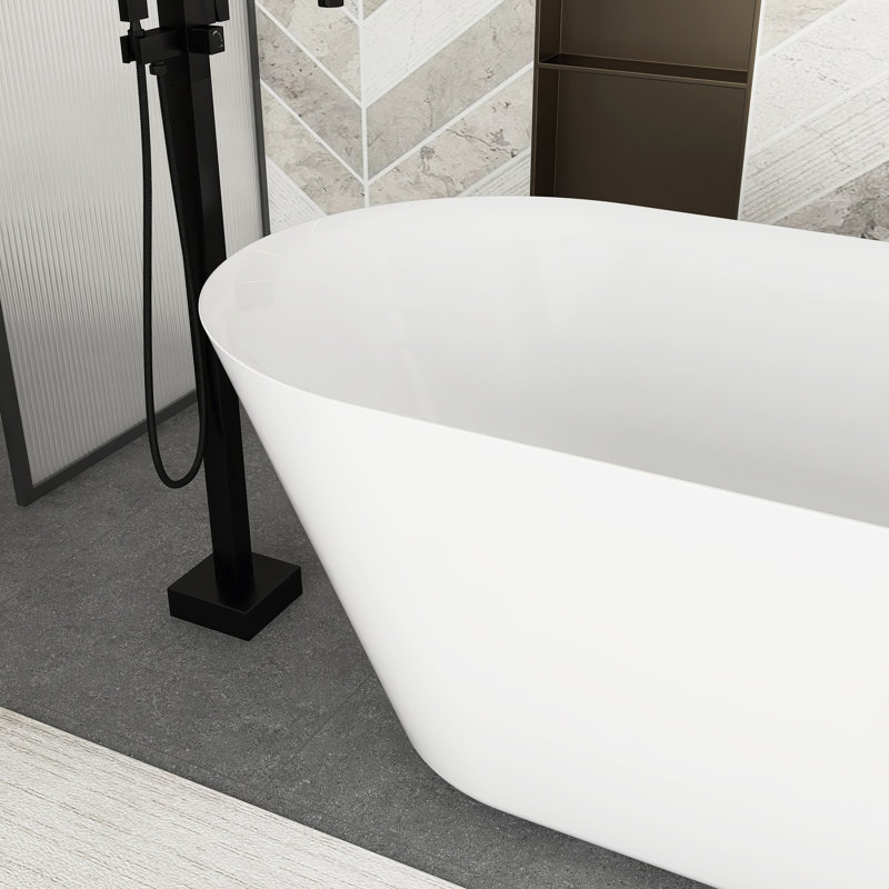 66" White Acrylic Freestanding Bathtub