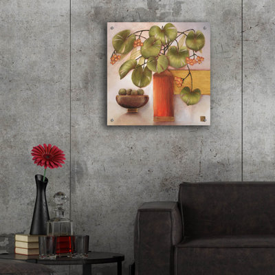'Passion Fruit And Vase' by Margaret Hughlock, Acrylic Glass Wal Art