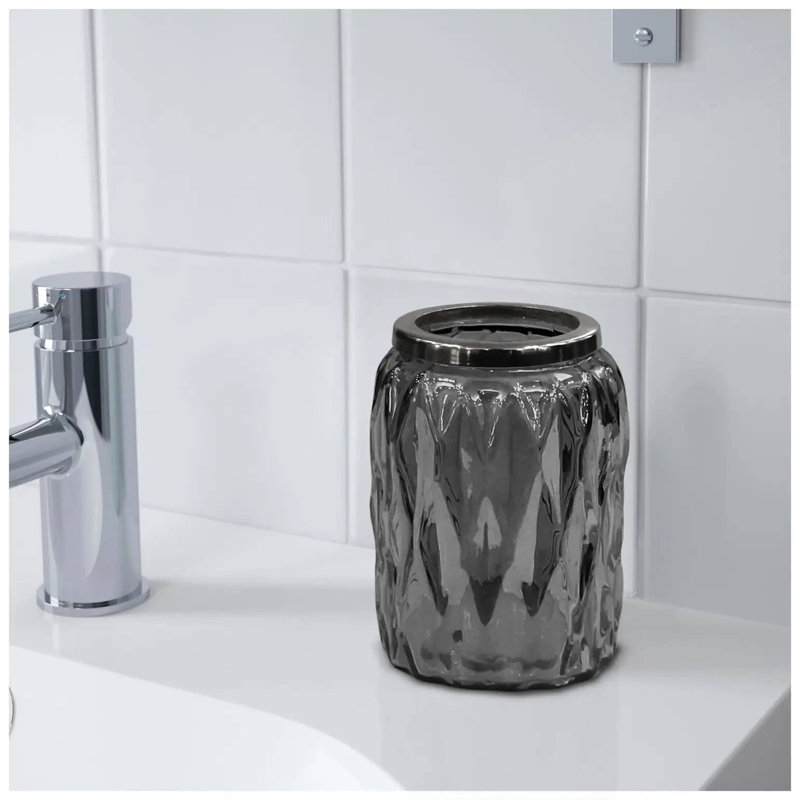 Gobelet pour salle de bain Oneita | Porte-gobelet décoratif, verre à boire, brosse à dents et brosse à maquillage pour comptoir, lavabo et bureau | Finition fumée
