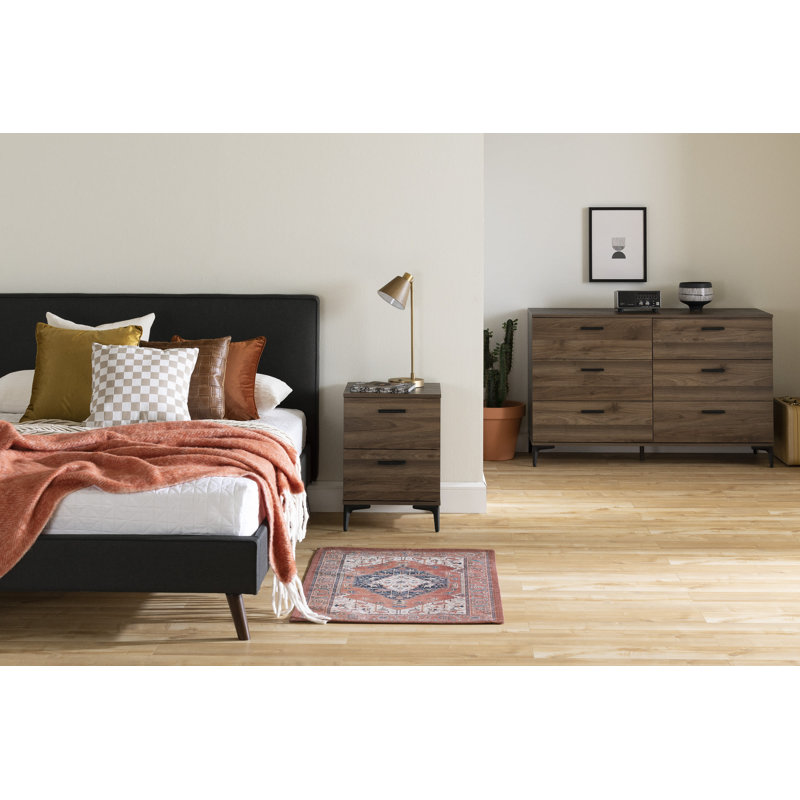 Queen Matte Charcoal Upholstered Bed with Headboard and Slats