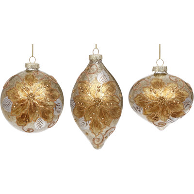 Poinsettia Ornament - 4-5.5 Inches Set Of 6