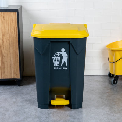 Poubelle 21 gallons Cleanware de restaurantware, 1 poubelle à pédale avec couvercle à charnières, facile à assembler, poubelle en plastique gris foncé, compacte, pour la chambre à coucher, le bureau ou la cuisine