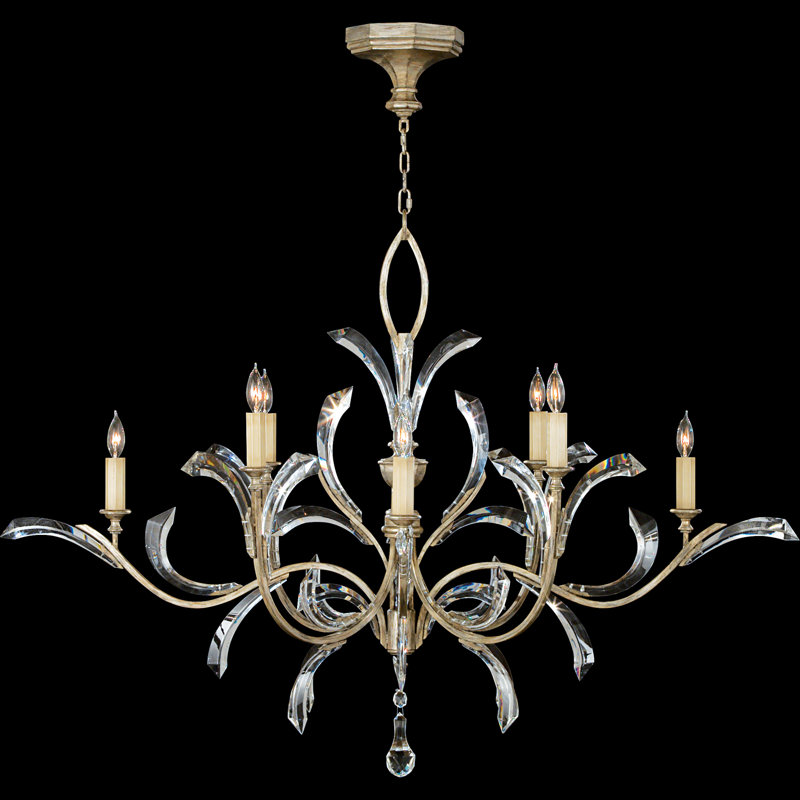 Beveled Arcs 8 - Light Chandelier, Silver