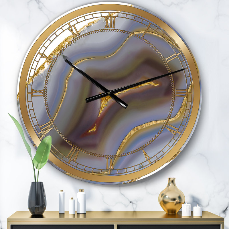 Horloge murale Golden Core Agate, Surdimensionné