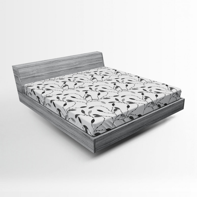 Microfiber Fitted Sheet, Full Fitted Sheet, Black Floral 1