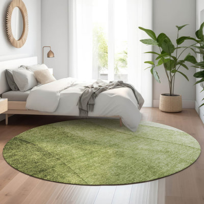 Tapis olive Cerrito lavable à la machine de qualité supérieure