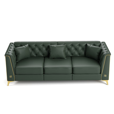 Light Luxury Modular Chesterfield Sofa with Button Tufting & Metal Accents