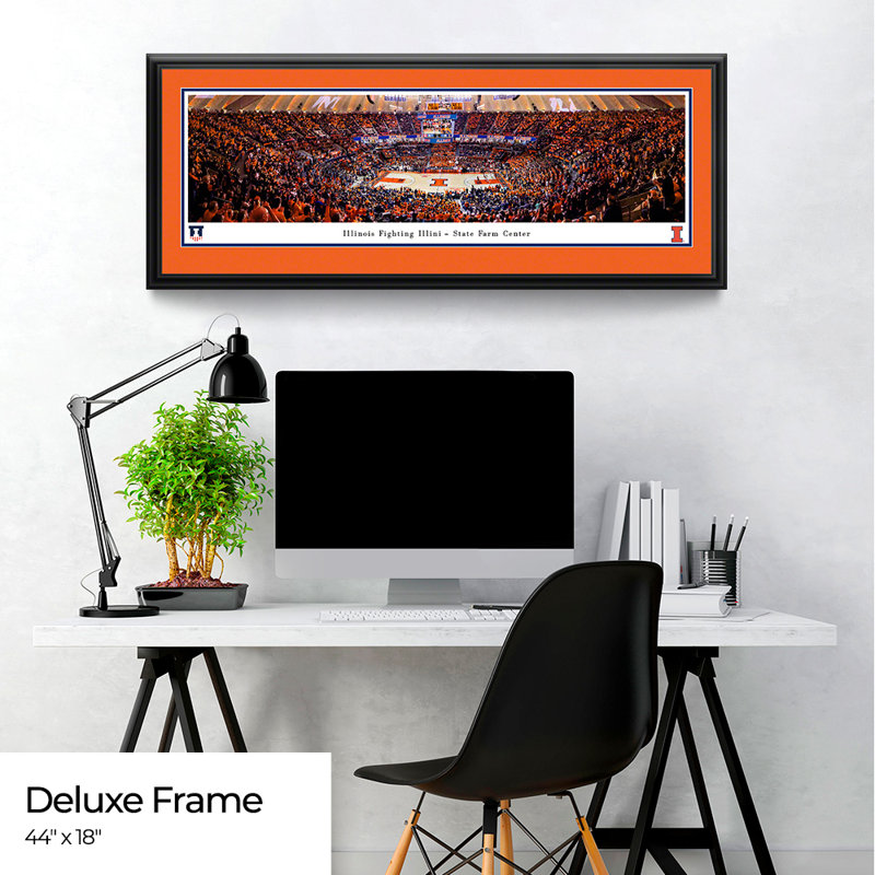 Fighting Illini de l'Illinois, H 18 po x l 44 po x P 0,88 po, Cadre simple noir, Oui