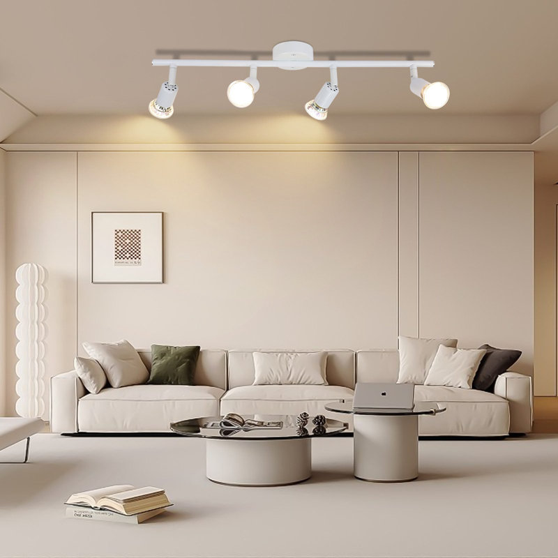 LED Ceiling Spotlight Swiveling GU10 4 Flame Ceiling Spots Industrial Living Room, White