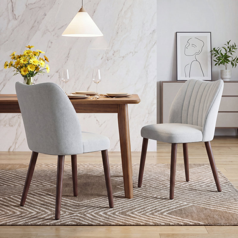 Upholstered Dining Chair, Light Gray