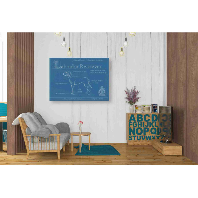 Art mural sur toile Trinx «Blueprint Labrador Retriever» par Ethan Harper, H 26 po x l 34 po x P 1,5 po, Toile tendue
