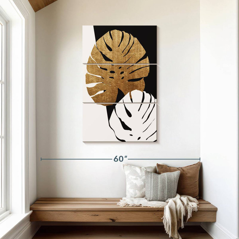 Harnek Monstera Leafs Gold, 45" H x 28" W