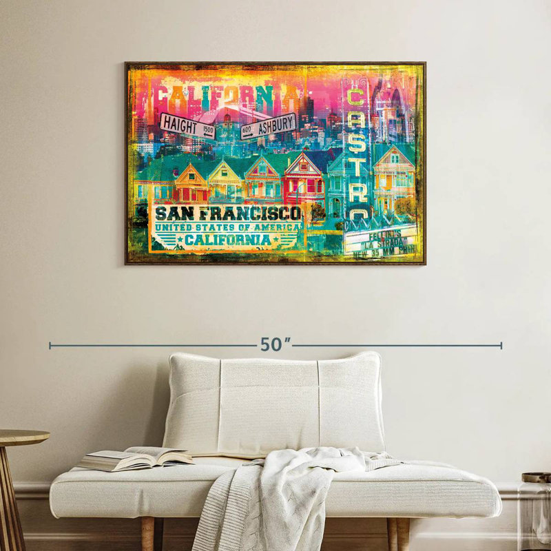 Banlieue de San Francisco, grunge, Cadre flottant noyer, 40 po x 27 po