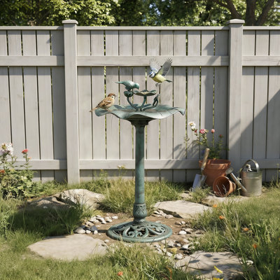 Curtner 28" Outdoor Garden Pedestal Bird Bath, for Patio Backyard Décor