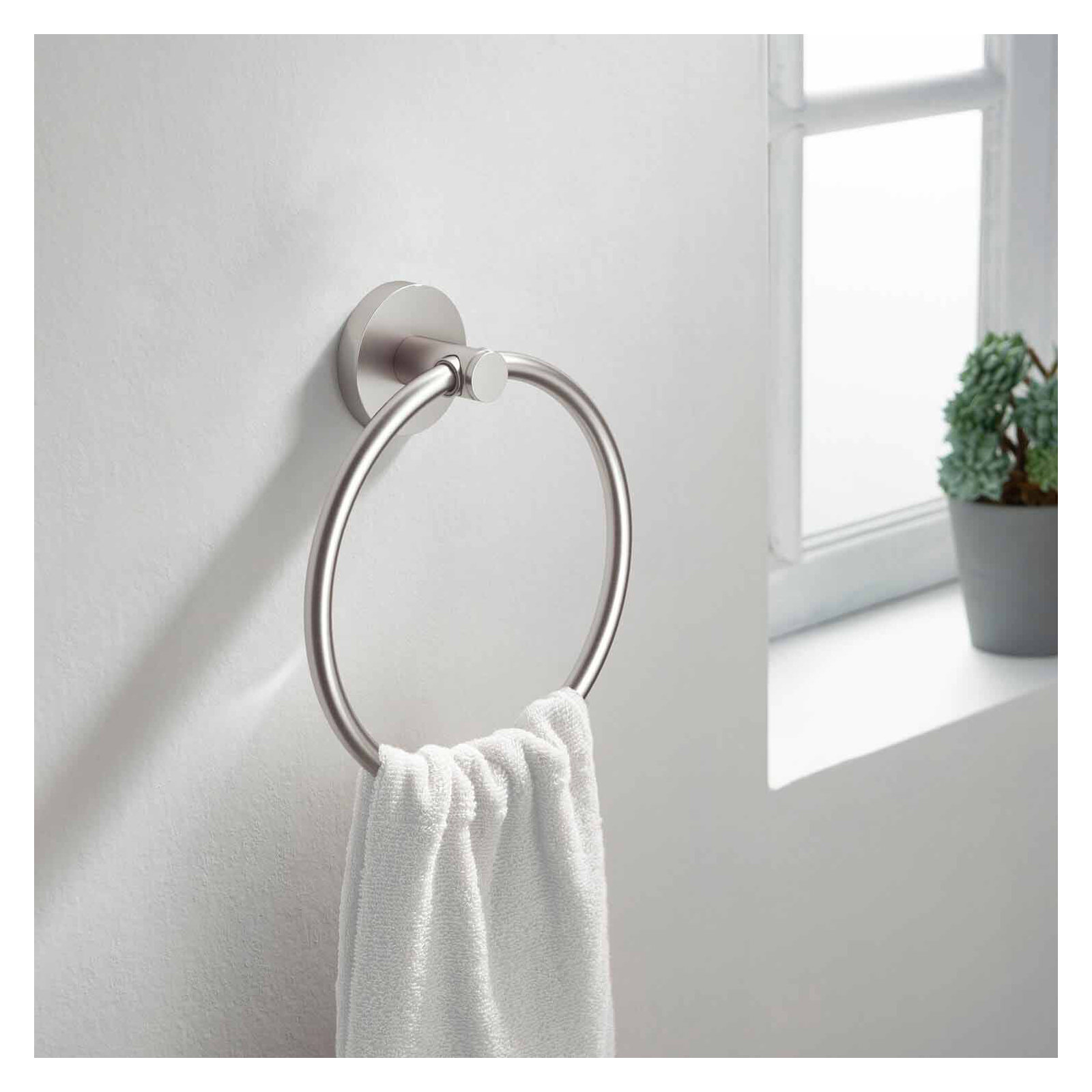 Circular Bathroom Towel Ring, Brushed Nickel