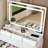 New Large Mirror Vanity Desk for Bed room , Modern Makeup Vanity Set with Power Outlet and Hair dryer holder, 5 Drawers , 3 Lighting Color Adjustable Dressing Table for Bedroom, White Color-417225401