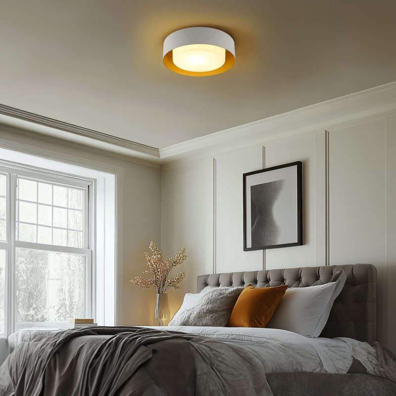 Plafonnier encastré cylindrique simple à 1 lumière Levasseur, Blanc, H 3,15 po x l 11,4 po x P 11,4 po, Incandescent