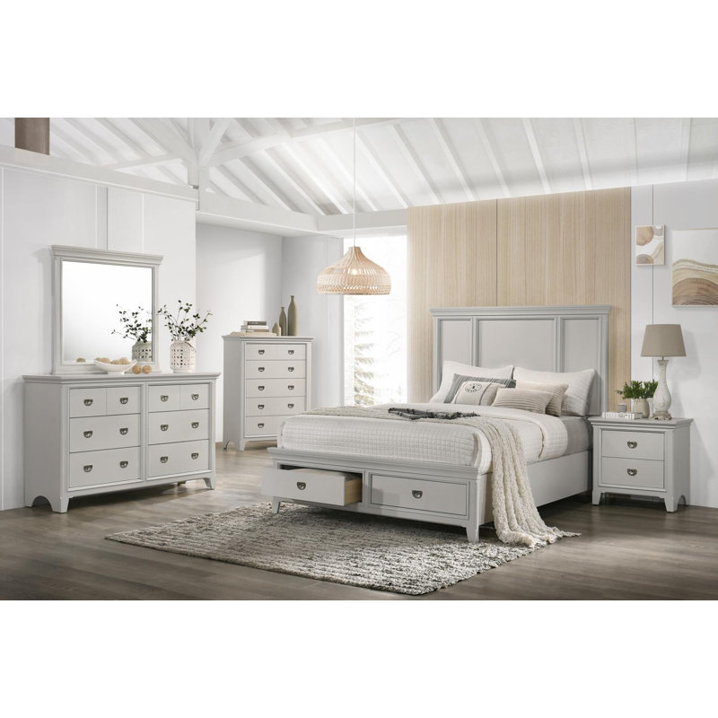 Gleda Solid Wood Storage Panel Bed, King