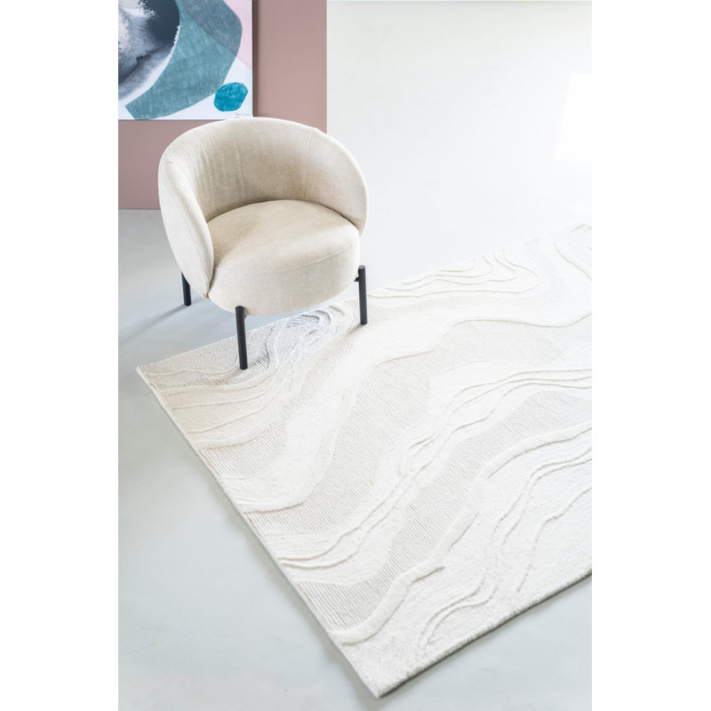 Rug Hand Tufted Wool Abstract Area Rug in Beige, Rectangle 5' x 7'5"