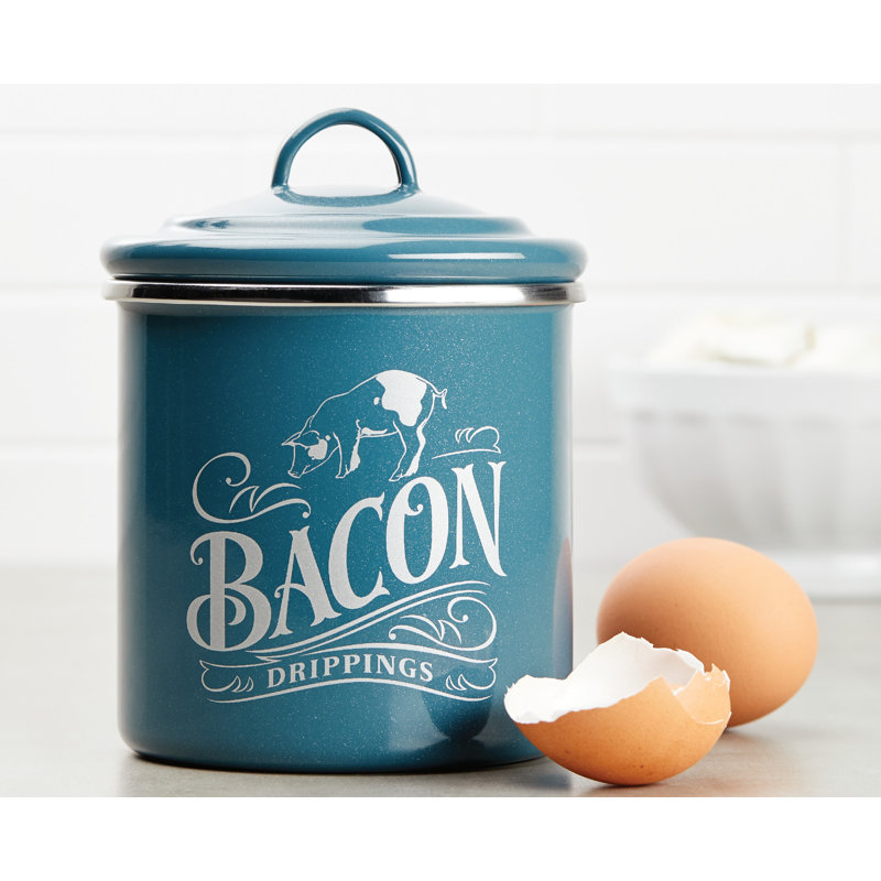 Ayesha Collection Enamel on Steel Bacon Grease Cans, Set of 2, Twilight Teal