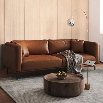 Causeuse-coussin modulaire en cuir véritable brun