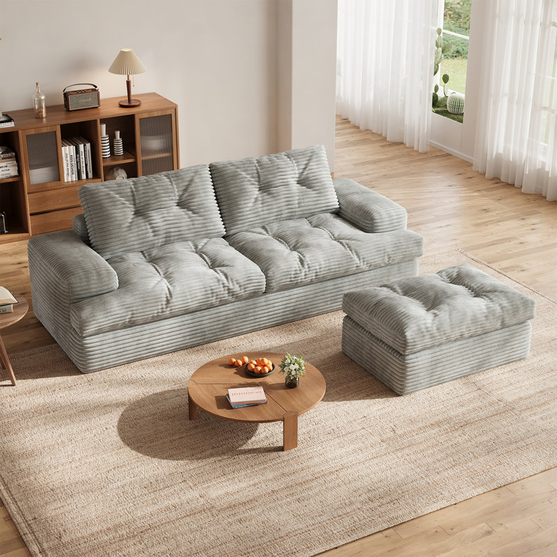 Canapé modulaire avec repose-pieds Boneless, Gris