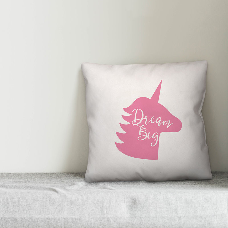  Coussin décoratif intérieur / extérieur Dream Big Unicorn, Pas de bourre
