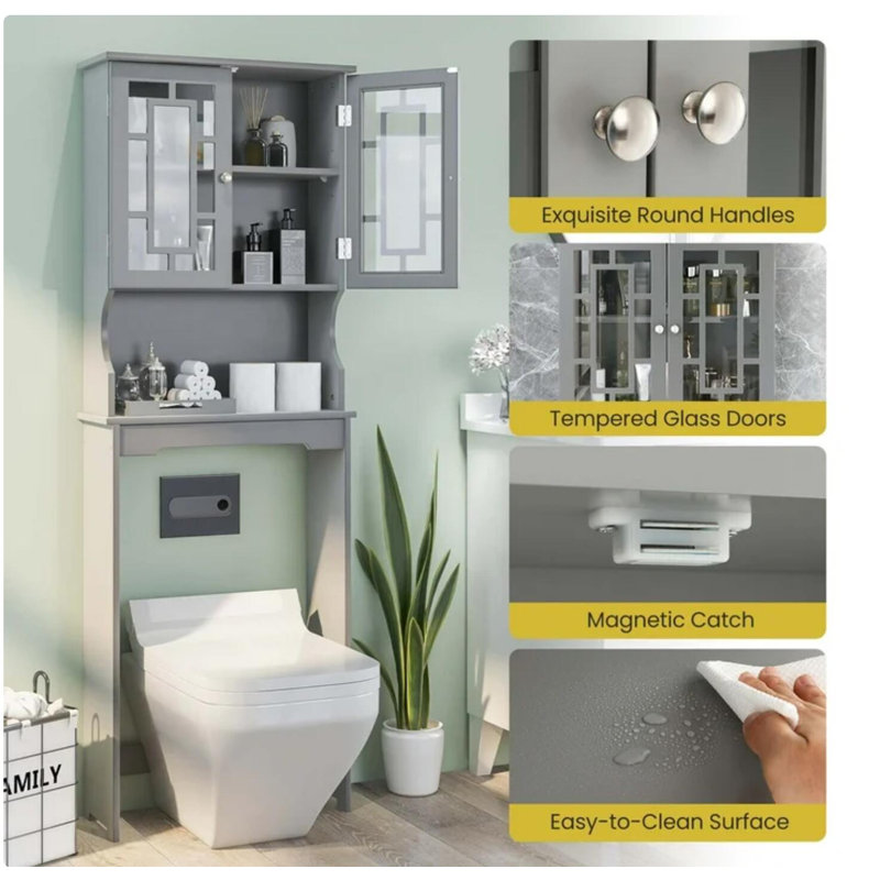 Armoire de rangement pour salle de bain, Gris