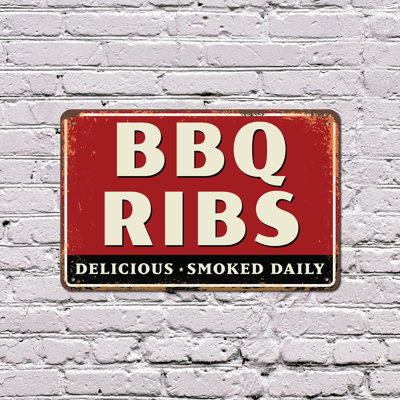 BBQ Ribs 10 Inch x 14 Inch Plastic Sign