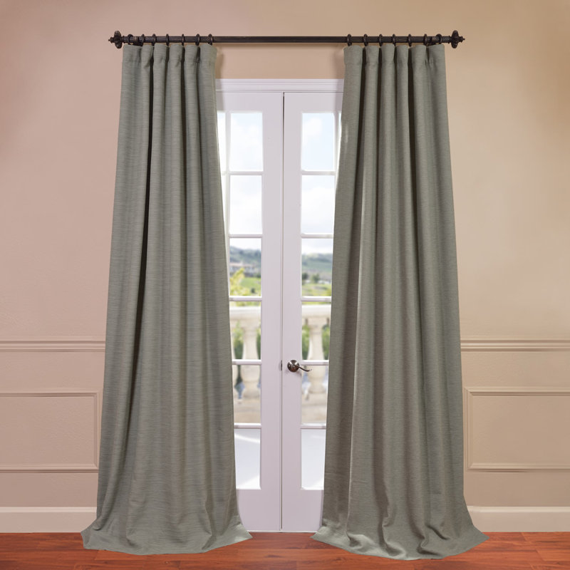 Rideaux obscurcissants en lin synthétique pour chambre et salon Bellino (1 panneau), Thé vert, L 50 po x L 108 po