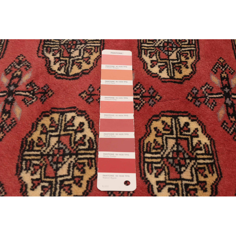 Tapis unique en laine noué à la main Bokhara Peshawar corail foncé 2 pi 6 po x 9 pi 11 po