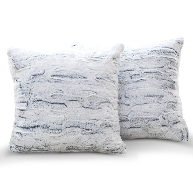 Animal Print Faux Fur Reversible Throw Pillow, Snow Lepoard, 24x24