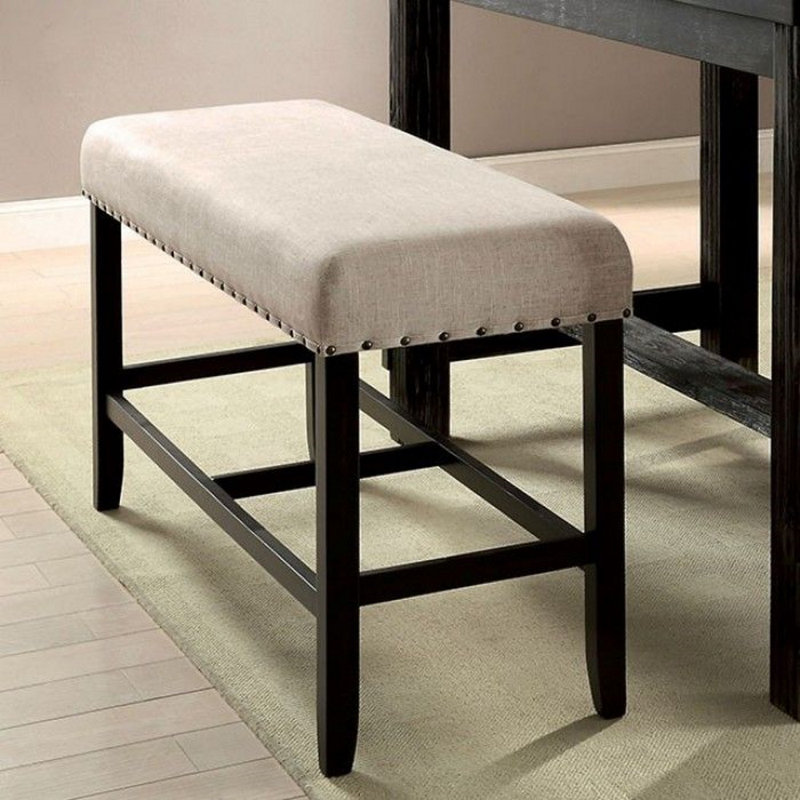 Banc rembourré Kants, Noir, H 25 po x l 44 po x P 16 po