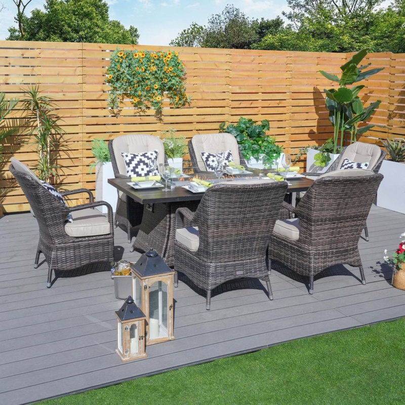 7 - Person Patio Dining Set with Square Table , Cushions Included
